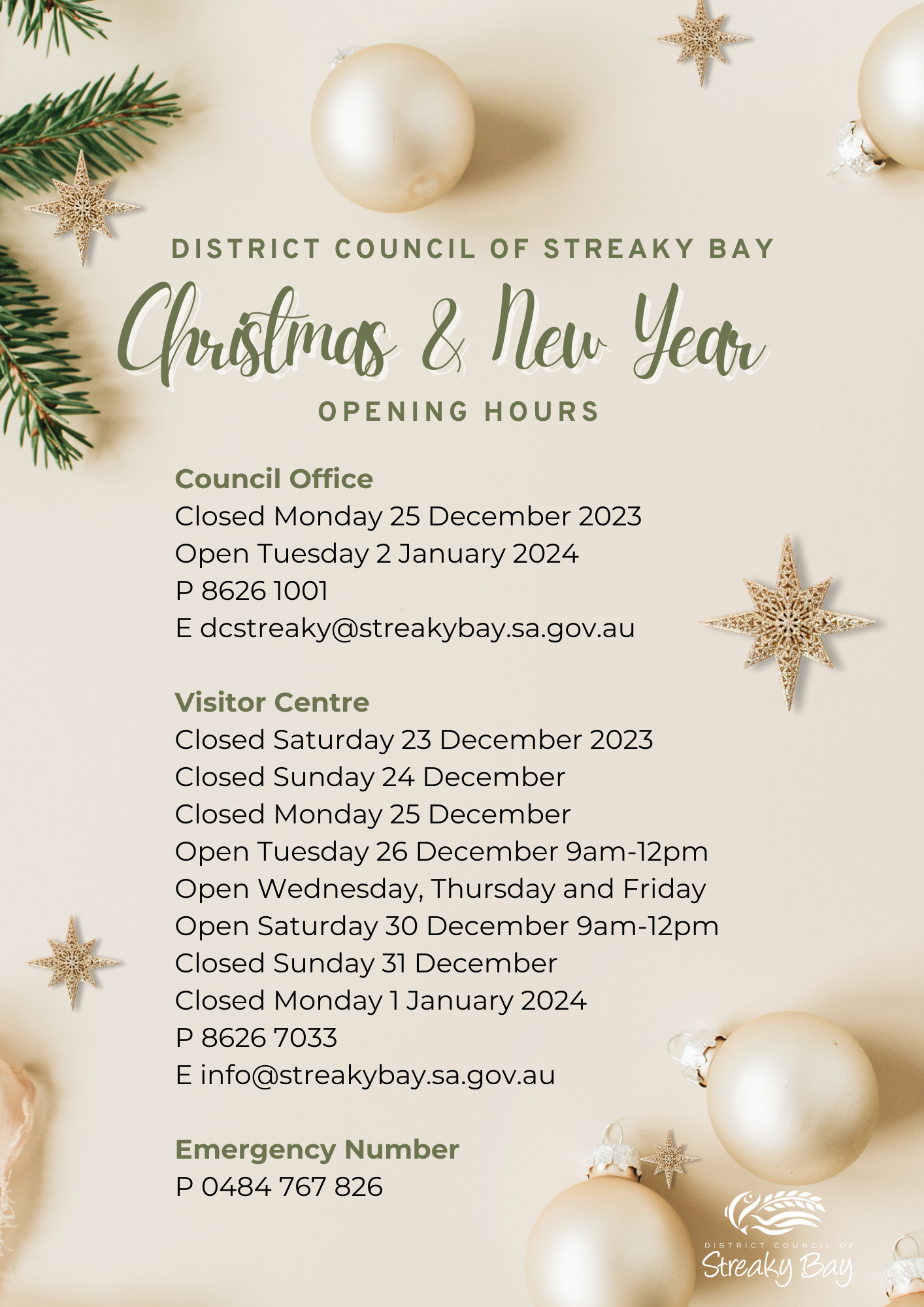 Christmas Opening Times